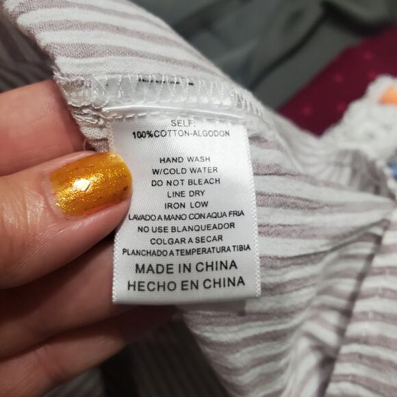 Listicle Top Tassle Fringe Off The Shoulder Brown White Stripe Relaxed Fit Large - Picture 9 of 9